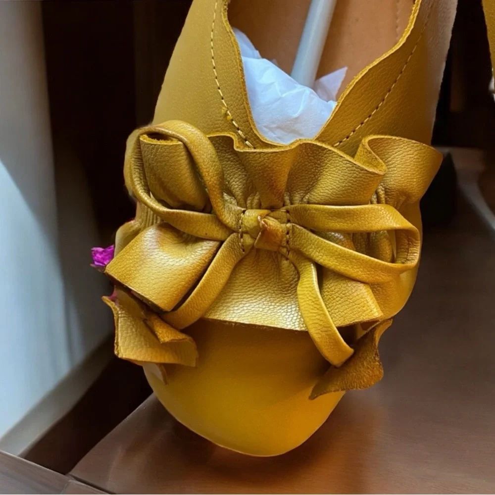 SPRING STEP L’ARTISTE LOUISA BALLERINA FLATS YELLOW LEATHER SZ 37 EU / 6.5-7 US - Picture 2 of 13